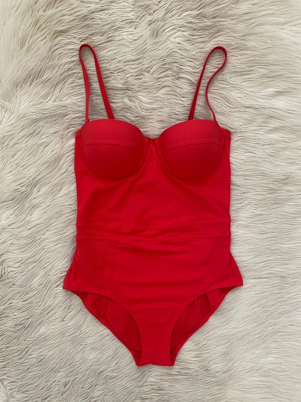 Tory Burch Lipsi Solid One Piece Swimsuit Poppy Red Bustier Underwire Tropical S